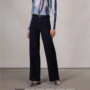 Rag & Bone Flare Wide Leg Jeans in Rinse (Navy)